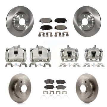Front Rear Disc Brake Caliper Rotors Semi-Metallic Pad Kit (10Pc) For Hyundai Tucson Kia KC8-101066P