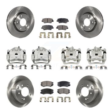 Front Rear Disc Brake Caliper Rotors Semi-Metallic Pad Kit (10Pc) For 2012-2013 Kia Soul KC8-101067P