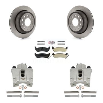 Rear Disc Brake Caliper Rotor Semi-Metallic Pad Kit For 2003-2011 Lincoln Town Car Sedan KC8-101069N