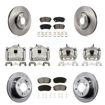 Front Rear Disc Brake Caliper Rotors And Semi-Metallic Pads Kit (10Pc) For Kia Sportage KC8-101069S