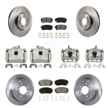 Front Rear Disc Brake Caliper Rotors And Semi-Metallic Pads Kit (10Pc) For Kia Sportage KC8-101070S