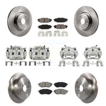 Front Rear Disc Brake Caliper Rotors And Semi-Metallic Pads Kit (10Pc) For Subaru WRX KC8-101072S