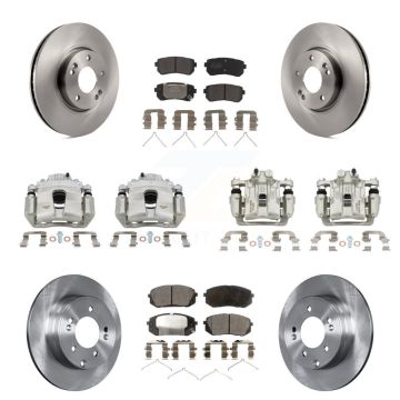 Front Rear Disc Brake Caliper Rotors And Semi-Metallic Pad Kit (10Pc) For Hyundai Sonata KC8-101074P