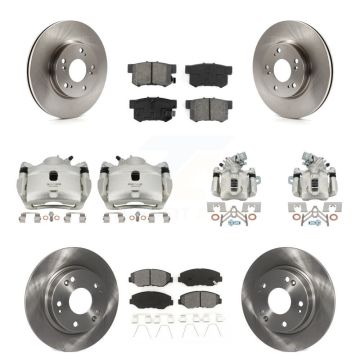 Front Rear Disc Brake Caliper Rotor Semi-Metallic Pad Kit (10Pc) For 2013 Acura ILX 2.0L KC8-101075S