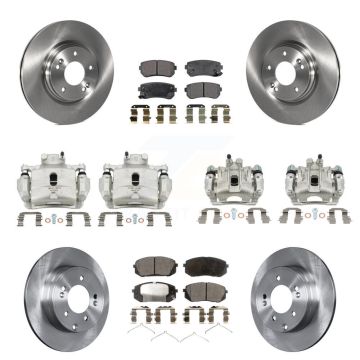 Front Rear Disc Brake Caliper Rotors And Semi-Metallic Pad Kit (10Pc) For Hyundai Sonata KC8-101076P