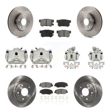 Front Rear Disc Brake Caliper Rotors And Semi-Metallic Pads Kit (10Pc) For Honda Civic KC8-101077S