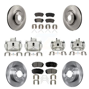 Front Rear Disc Brake Caliper Rotors And Semi-Metallic Pads Kit (10Pc) For Kia Optima KC8-101079P