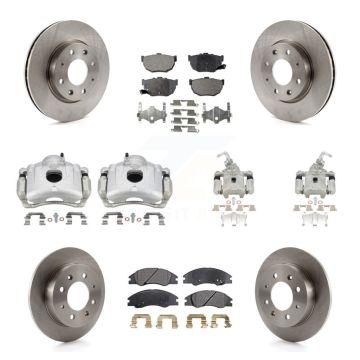 Front Rear Disc Brake Caliper Rotors And Ceramic Pad Kit (10Pc) For Kia Spectra Spectra5 KC8-101079T