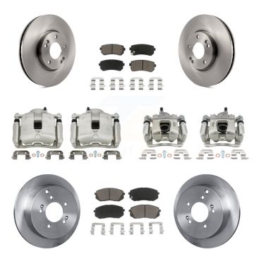 Front Rear Brake Caliper Rotors Ceramic Pad Kit (10Pc) For 16 Kia Sportage AWD with 2.4L KC8-101080C