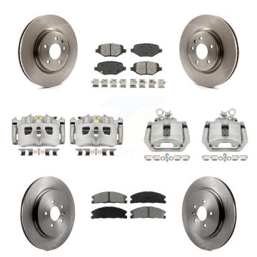Front Rear Brake Caliper Rotor Semi-Metallic Pad Kit (10Pc) For 2013 Ford Explorer Sport KC8-101080S