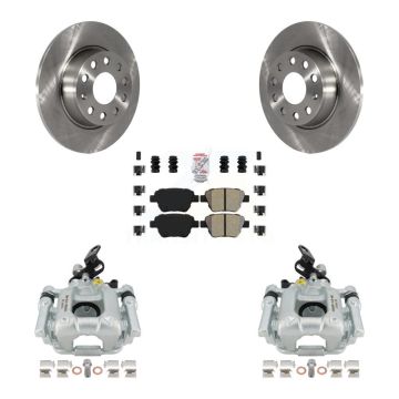 Rear Disc Brake Caliper Rotors And Semi-Metallic Pads Kit For Volkswagen Jetta KC8-101081N