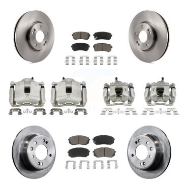 Front Rear Brake Caliper Rotors Ceramic Pad Kit (10Pc) For 16 Kia Sportage FWD with 2.4L KC8-101083C