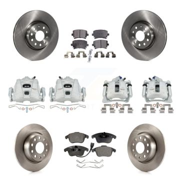 Front Rear Brake Caliper Rotors Semi-Metallic Pad Kit (10Pc) For 09-11 Volkswagen Tiguan KC8-101085P