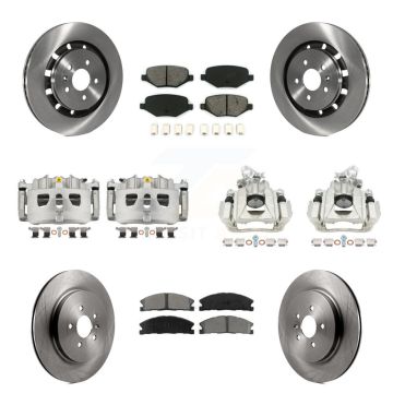 Front Rear Disc Brake Caliper Rotors & Semi-Metallic Pad Kit (10Pc) For 2016 Lincoln MKS KC8-101085S