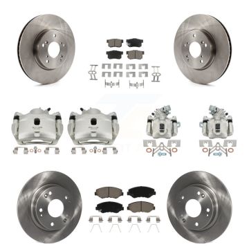 Front Rear Disc Brake Caliper Rotors And Ceramic Pads Kit (10Pc) For Honda Civic KC8-101089C