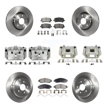 Front Rear Disc Brake Caliper Rotors And Ceramic Pads Kit (10Pc) For Acura MDX ZDX KC8-101090T