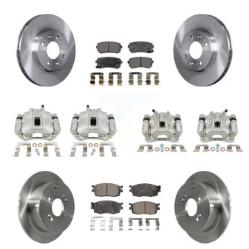 Front Rear Brake Caliper Rotors Semi-Metallic Pad Kit (10Pc) For Hyundai Accent Kia Rio5 KC8-101094P
