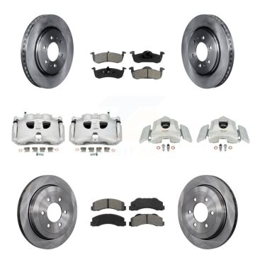 Front Rear Brake Caliper Rotors Semi-Metallic Pad Kit (10Pc) For Ford Expedition Lincoln KC8-101094S