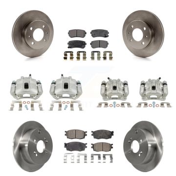Front Rear Brake Caliper Rotor Semi-Metallic Pad Kit (10Pc) For Hyundai Accent Hatchback KC8-101095P
