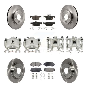Front Rear Disc Brake Caliper Rotors And Ceramic Pads Kit (10Pc) For Honda Civic KC8-101095T