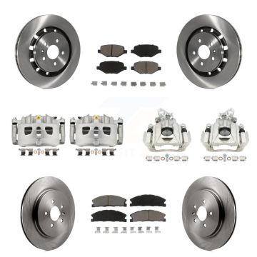 Front Rear Disc Brake Caliper Rotors And Ceramic Pads Kit (10Pc) For 2016 Lincoln MKS KC8-101097C