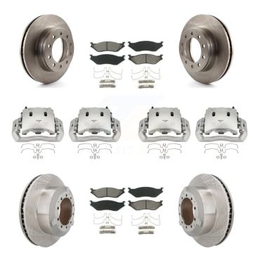 Front Rear Brake Caliper Rotors & Semi-Metallic Pad Kit (10Pc) For Ford F-450 Super Duty KC8-101097S