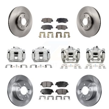 Front Rear Disc Brake Caliper Rotor Ceramic Pad Kit (10Pc) For Hyundai Sonata Kia Optima KC8-101098T