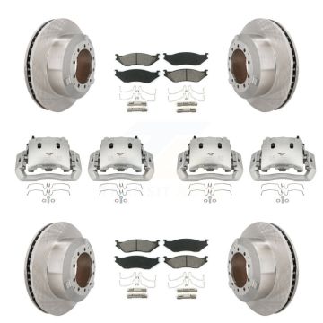 Front Rear Brake Caliper Rotors Semi-Metallic Pad Kit (10Pc) For International TerraStar KC8-101100S