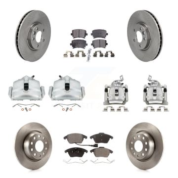 Front Rear Disc Brake Caliper Rotor & Ceramic Pad Kit (10Pc) For 2012 Volkswagen CC 2.0L KC8-101105T