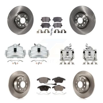 Front Rear Disc Brake Caliper Rotor & Ceramic Pad Kit (10Pc) For 2012 Volkswagen CC 2.0L KC8-101107T
