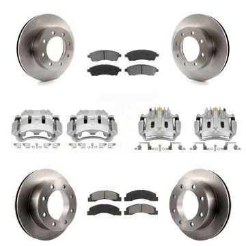 Front Rear Brake Caliper Rotors & Semi-Metallic Pad Kit (10Pc) For Ford F-250 Super Duty KC8-101109S
