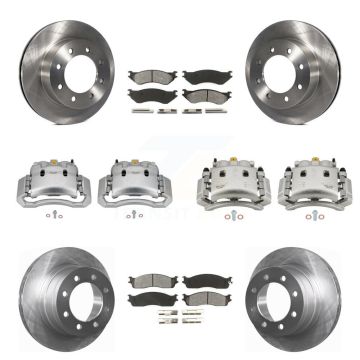 Front Rear Disc Brake Caliper Rotors And Semi-Metallic Pad Kit (10Pc) For Dodge Ram 3500 KC8-101111S