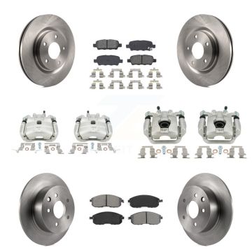 Front Rear Disc Brake Caliper Rotors Semi-Metallic Pad Kit (10Pc) For Nissan Sentra Juke KC8-101115S