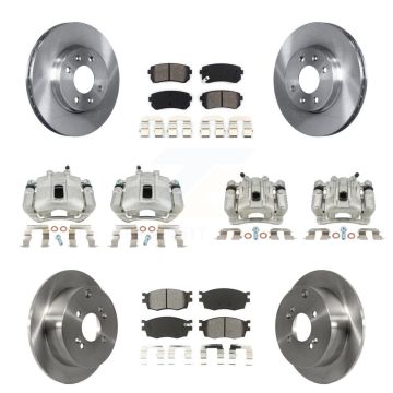 Front Rear Brake Caliper Rotors Semi-Metallic Pad Kit (10Pc) For Hyundai Accent Kia Rio5 KC8-101117S