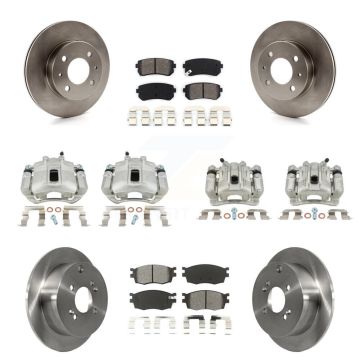 Front Rear Brake Caliper Rotor Semi-Metallic Pad Kit (10Pc) For Hyundai Accent Hatchback KC8-101118S