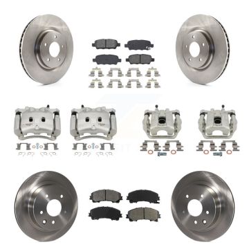 Front Rear Disc Brake Caliper Rotors And Semi-Metallic Pads Kit (10Pc) For Nissan Rogue KC8-101122S