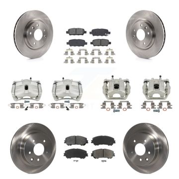 Front Rear Disc Brake Caliper Rotors Semi-Metallic Pad Kit (10Pc) For Nissan Rogue Sport KC8-101123S