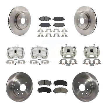 Front Rear Brake Caliper Rotors & Semi-Metallic Pad Kit (10Pc) For 14-15 Nissan Rogue SL KC8-101124S