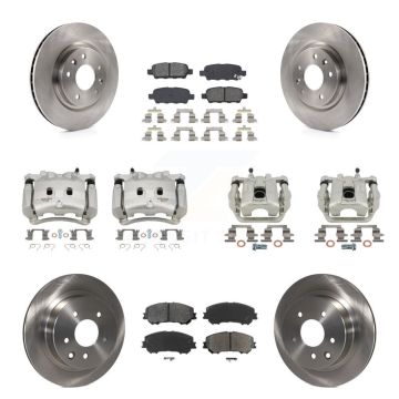 Front Rear Disc Brake Caliper Rotors And Semi-Metallic Pads Kit (10Pc) For Nissan Rogue KC8-101126S