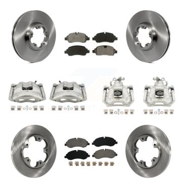 Front Rear Disc Brake Caliper Rotors & Semi-Metallic Pad Kit (10Pc) For Ford Transit-250 KC8-101127S