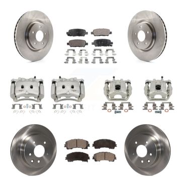 Front Rear Disc Brake Caliper Rotors And Semi-Metallic Pads Kit (10Pc) For Nissan Rogue KC8-101129P