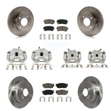 Front Rear Brake Caliper Rotors Ceramic Pad Kit (10Pc) For 2006 Hyundai Accent Hatchback KC8-101130C