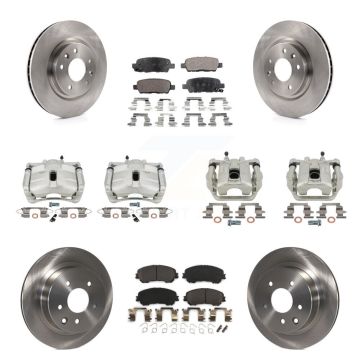 Front Rear Disc Brake Caliper Rotors Semi-Metallic Pad Kit (10Pc) For Nissan Rogue Sport KC8-101130P