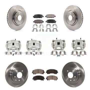 Front Rear Brake Caliper Rotors & Semi-Metallic Pad Kit (10Pc) For 14-15 Nissan Rogue SL KC8-101131P