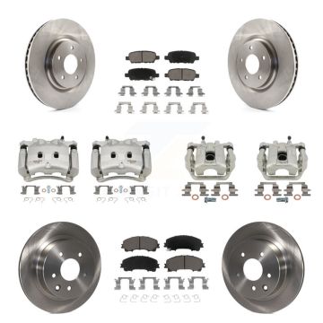 Front Rear Disc Brake Caliper Rotors And Ceramic Pads Kit (10Pc) For Nissan Rogue KC8-101134C