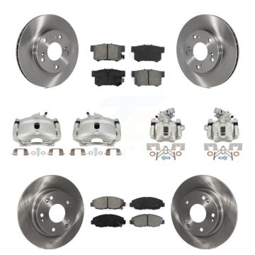 Front Rear Disc Brake Caliper Rotors And Semi-Metallic Pads Kit (10Pc) For Honda Civic KC8-101134S