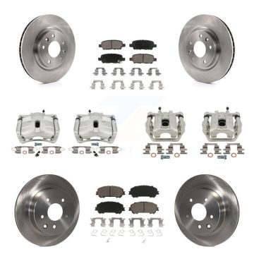 Front Rear Disc Brake Caliper Rotors And Ceramic Pads Kit (10Pc) For Nissan Rogue Sport KC8-101135C