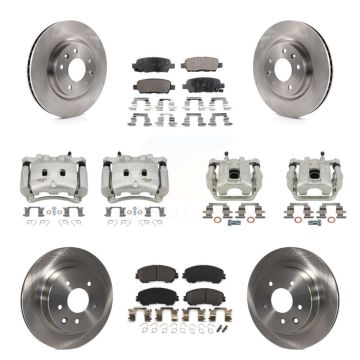 Front Rear Disc Brake Caliper Rotors And Semi-Metallic Pads Kit (10Pc) For Nissan Rogue KC8-101135P