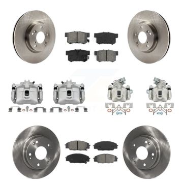 Front Rear Brake Caliper Rotor Semi-Metallic Pad Kit (10Pc) For Honda Civic Si with 2.0L KC8-101135S