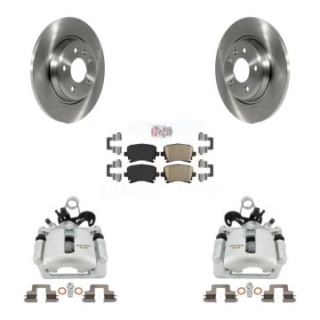 Rear Disc Brake Caliper Rotors And Ceramic Pads Kit For 2009 Audi A4 Quattro Convertible KC8-101136N